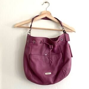 COACH Avery Leather Drawstring Bucket Bag in Rose Purple F27003